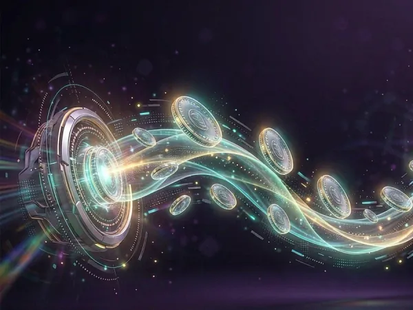 bro444 + Glowing rings connected by curved streams of light